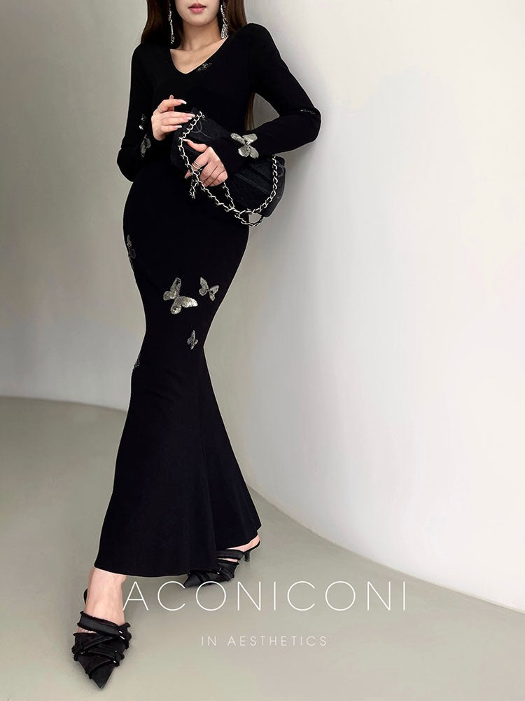 Aconiconi|Silverdew Charm Slim Long Dress