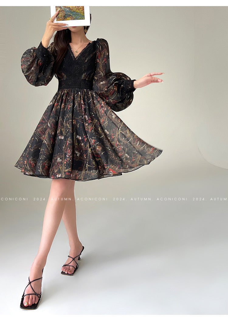Aconiconi|Silken Moon Long Sleeve Autumn dress