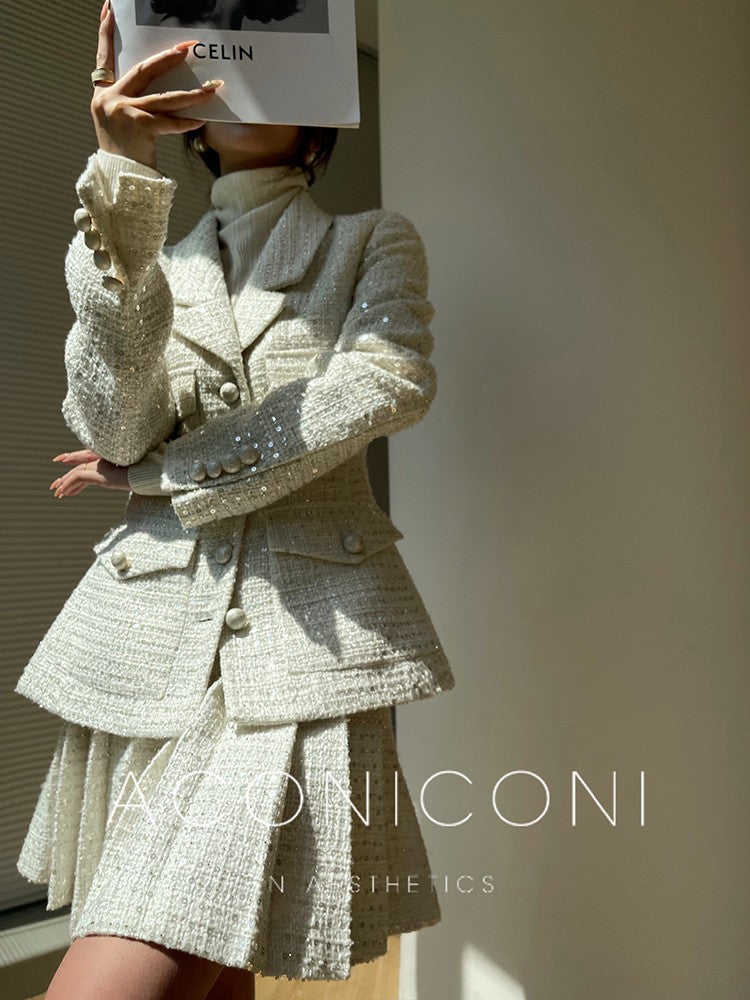 Aconiconi|Yueluo Suit Sequin Tweed Set