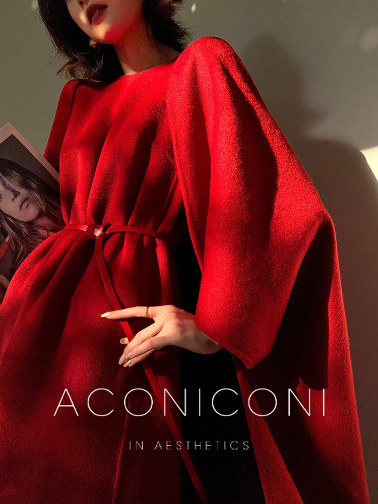 Aconiconi | Elegant Wool Coat & Dress Set