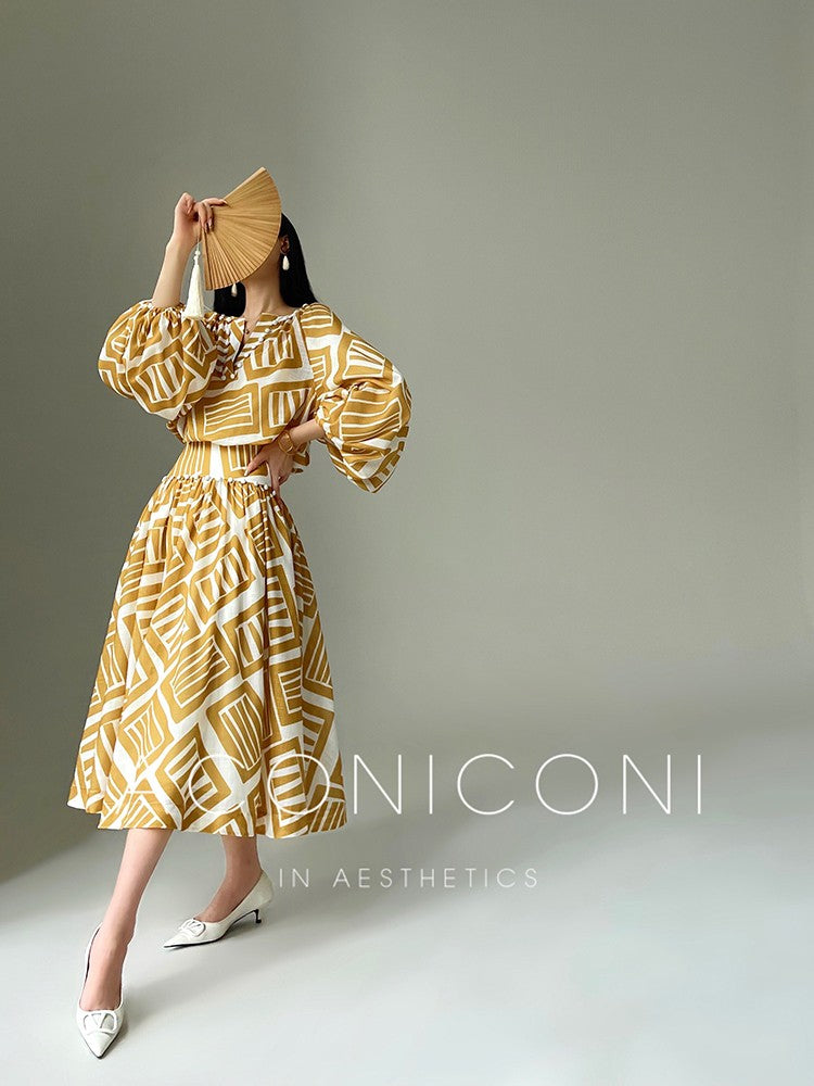 Aconiconi|Opal Dusk V-neck Temperament Dress