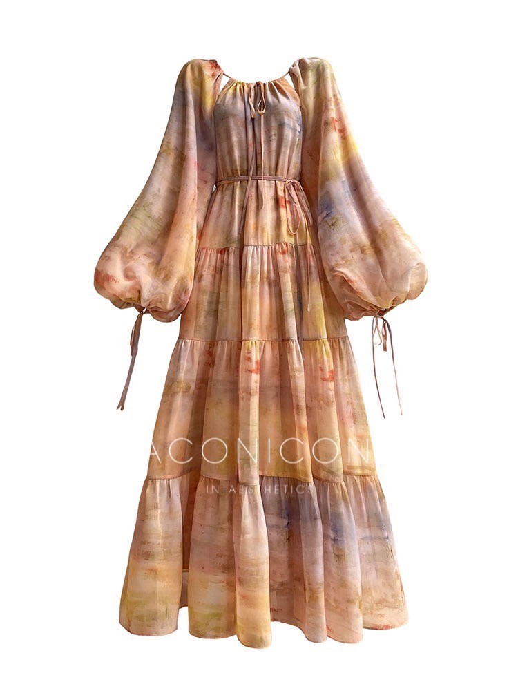 Aconiconi|Velvet Blossom Long Sleeve Dress