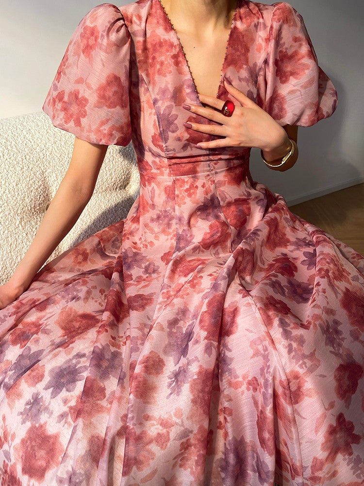 Flowers purple kite romantic luxury high-end beaded dress