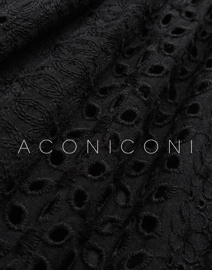 Aconiconi|White Indigo Smoked Lace Cotton Dress