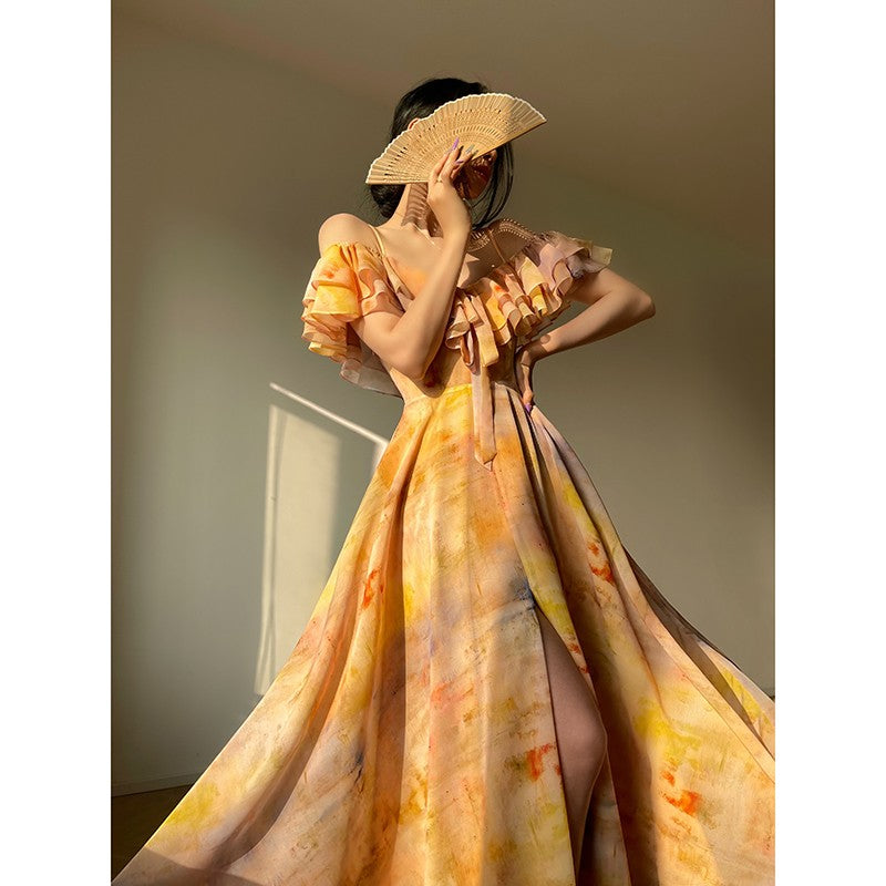 Aconiconi｜Floating Painting Summer Suspender Dress – The Lunaria