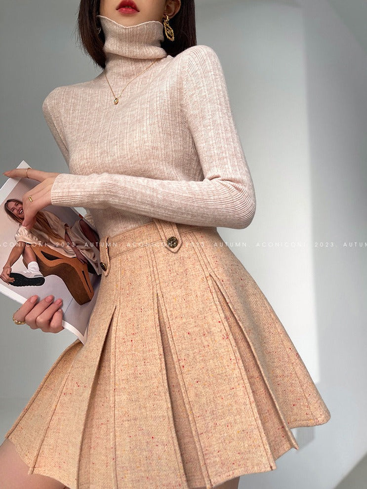 Aconiconi | Maillard Girl's French Temperament Blazer Pleated Skirt Suit