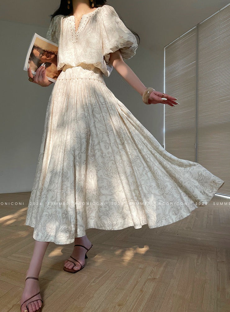 Aconiconi｜Lila Luxe Retro Style Summer Dress