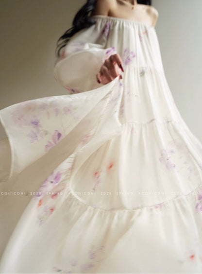 Aconiconi | Lilac Poem Long Flowy Dress