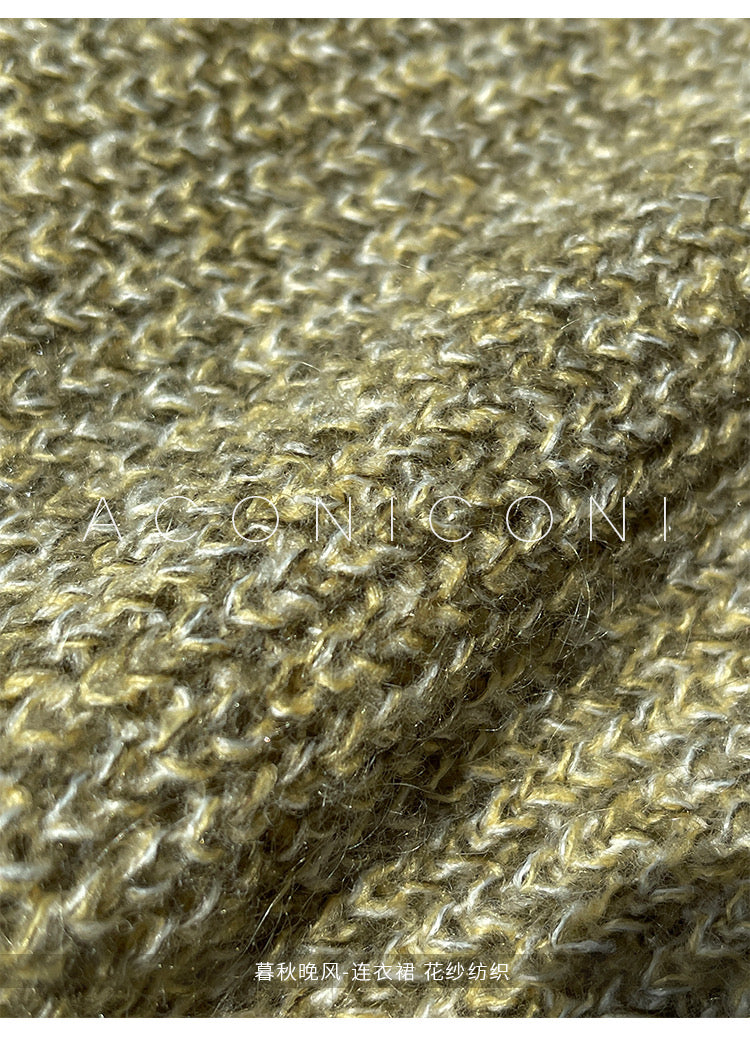 Aconiconi｜Late autumn evening wool knitted suspender dress & cardigan