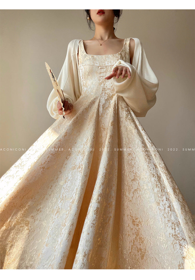 Aconiconi｜Twilight Cloud Gilded French Temperament Light Luxury Dress