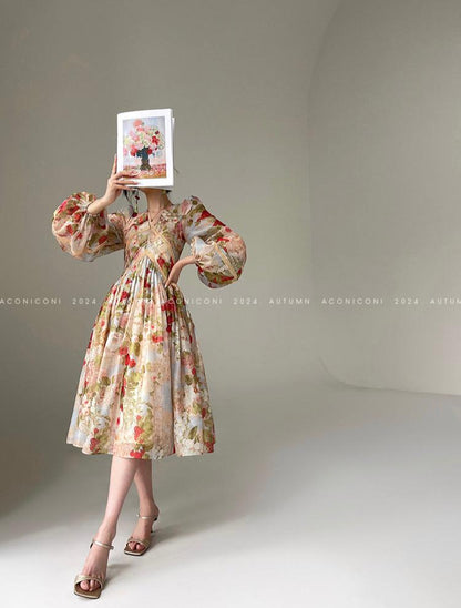 Misty Rose Long Sleeve Long Dress