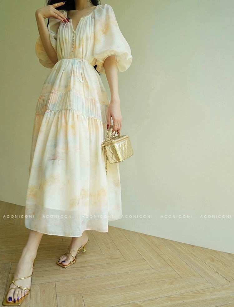 Aconiconi | Honeydew Glow Flowy Dress