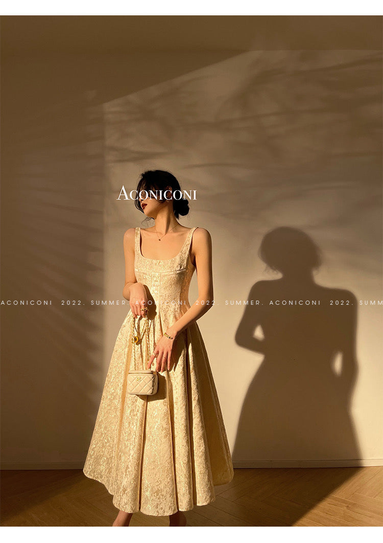 Aconiconi｜Twilight Cloud Gilded French Temperament Light Luxury Dress
