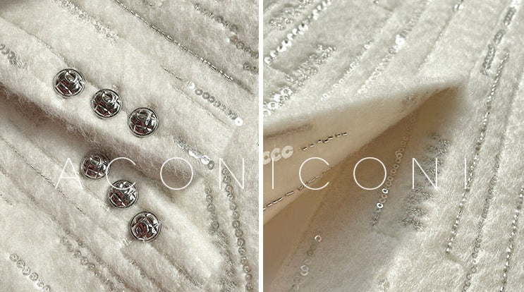 Aconiconi |Lady in Paris Wool V-neck Temperament Dress