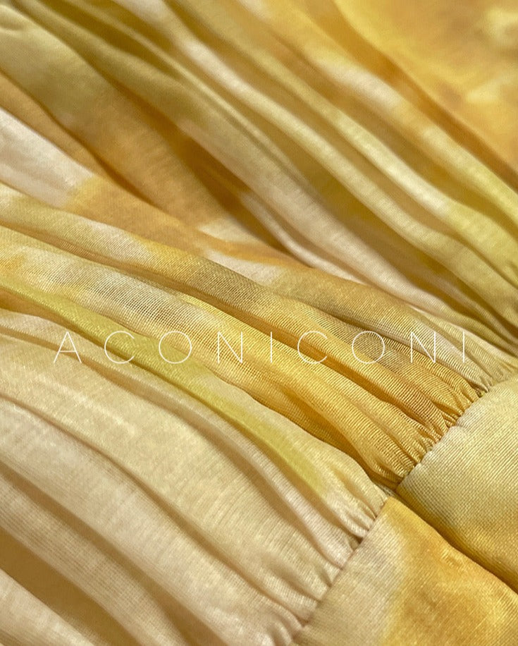 Aconiconi｜Midsummer Citron Puff Sleeve Elegant Dress