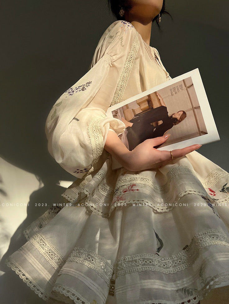 Aconiconi｜Moon Shadow Camellia Skirt Suit