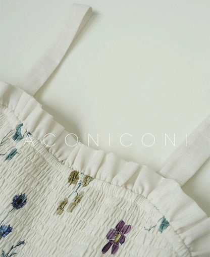 Aconiconi | Ivory Meadow Floral Long Dress