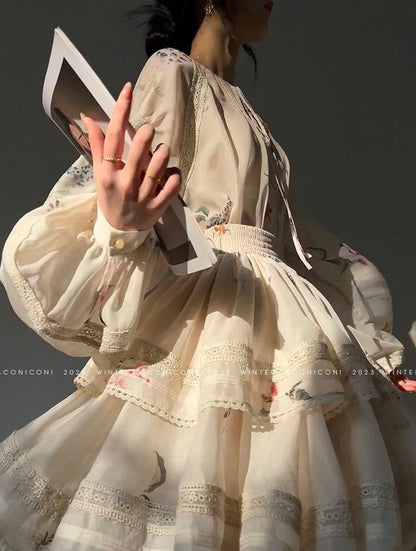 Aconiconi｜Moon Shadow Camellia Skirt Suit