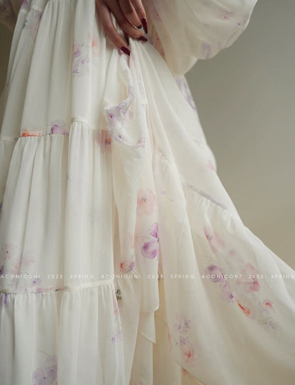 Aconiconi | Lilac Poem Long Flowy Dress