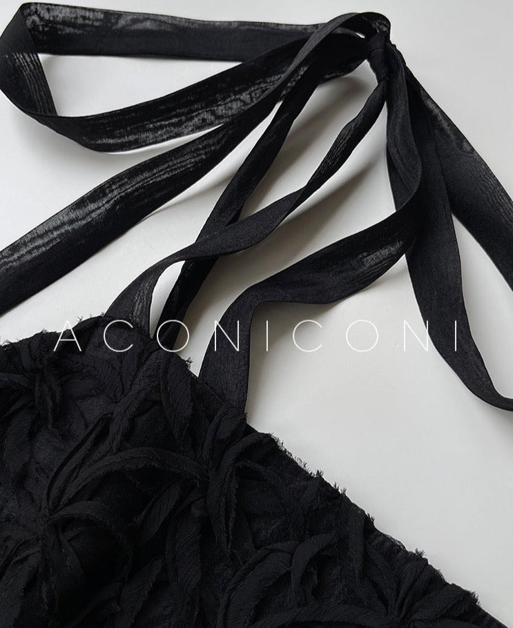 Aconiconi｜Quiet Night Orchid Retro Suspender Dress