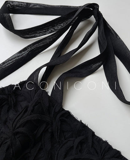 Aconiconi｜Quiet Night Orchid Retro Suspender Dress