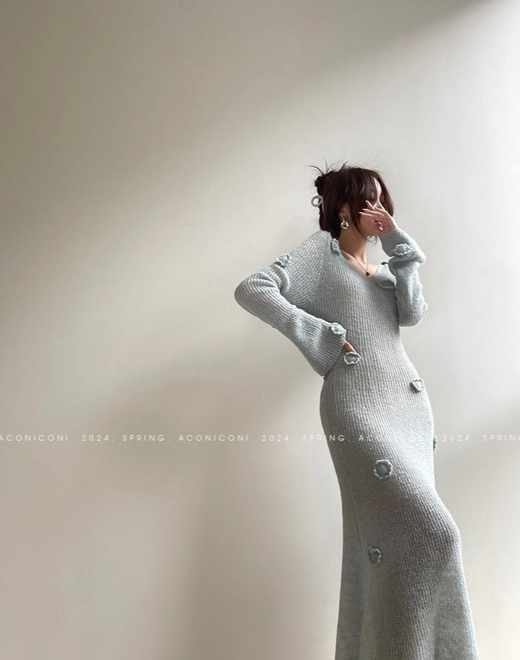 Aconiconi｜Alocasia Knitted Long Dress