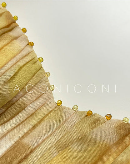 Aconiconi｜Midsummer Citron Puff Sleeve Elegant Dress