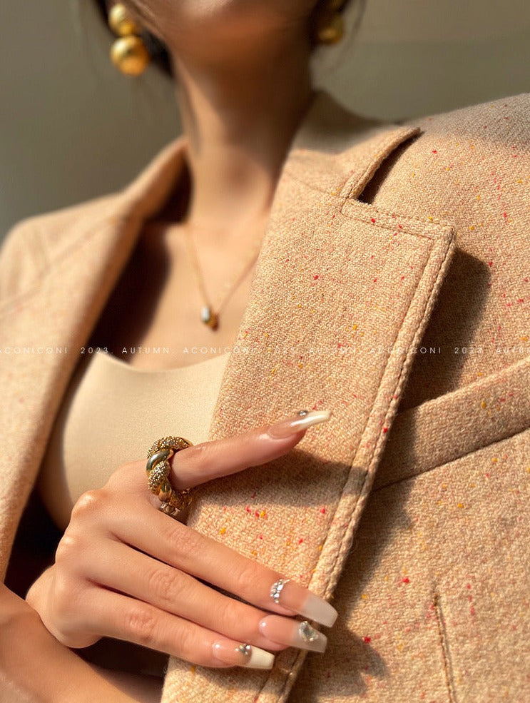 Aconiconi | Maillard Girl's French Temperament Blazer Pleated Skirt Suit