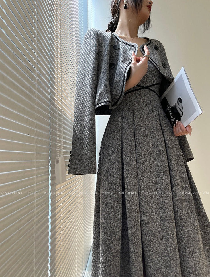 Aconiconi｜Kawashima Girl Elegant Temperament Dress Suit Sling Long Dress