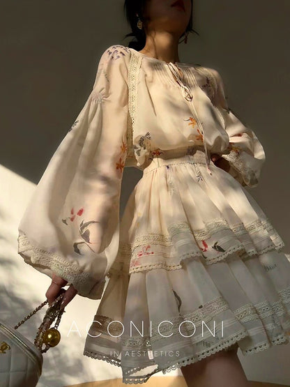 Aconiconi｜Moon Shadow Camellia Skirt Suit