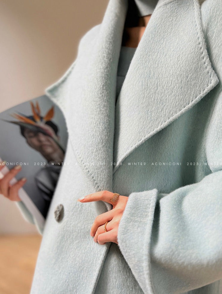 Aconiconi｜Dark Night & Sea Waves Double-Sided Wool Coat