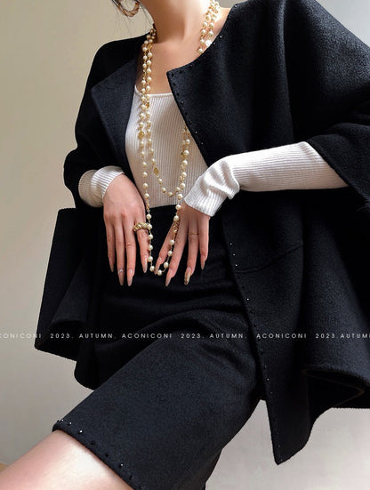 Aconiconi |  Night Twilight Wool Autumn Skirt Suit