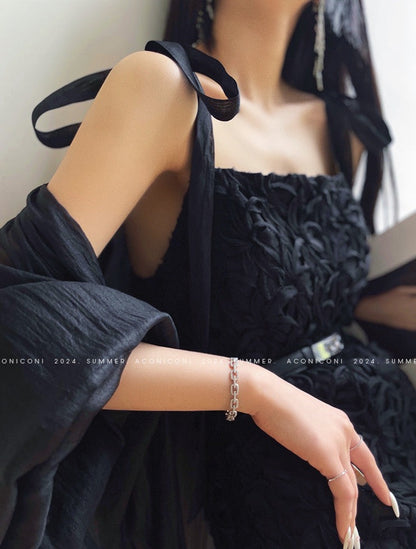 Aconiconi｜Quiet Night Orchid Retro Suspender Dress