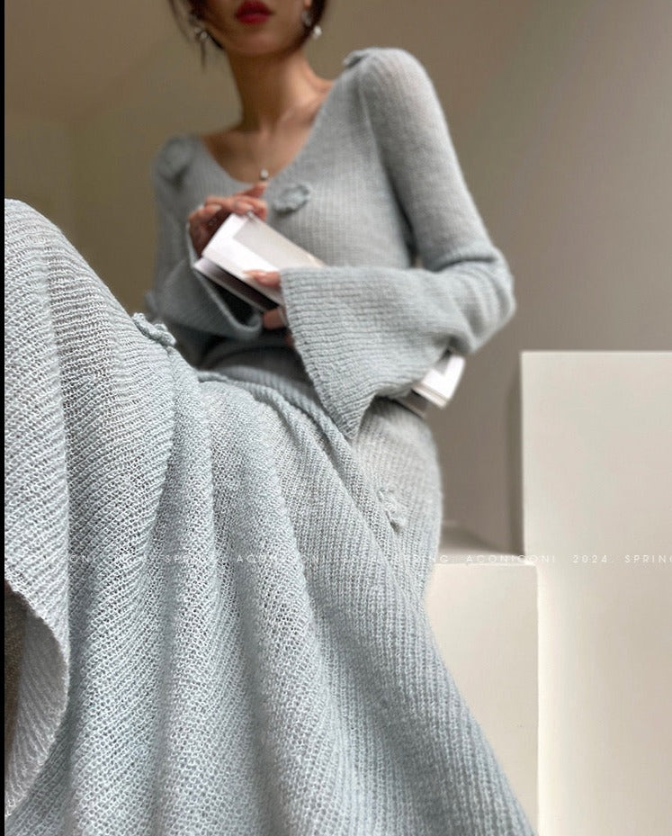 Aconiconi｜Alocasia Knitted Long Dress