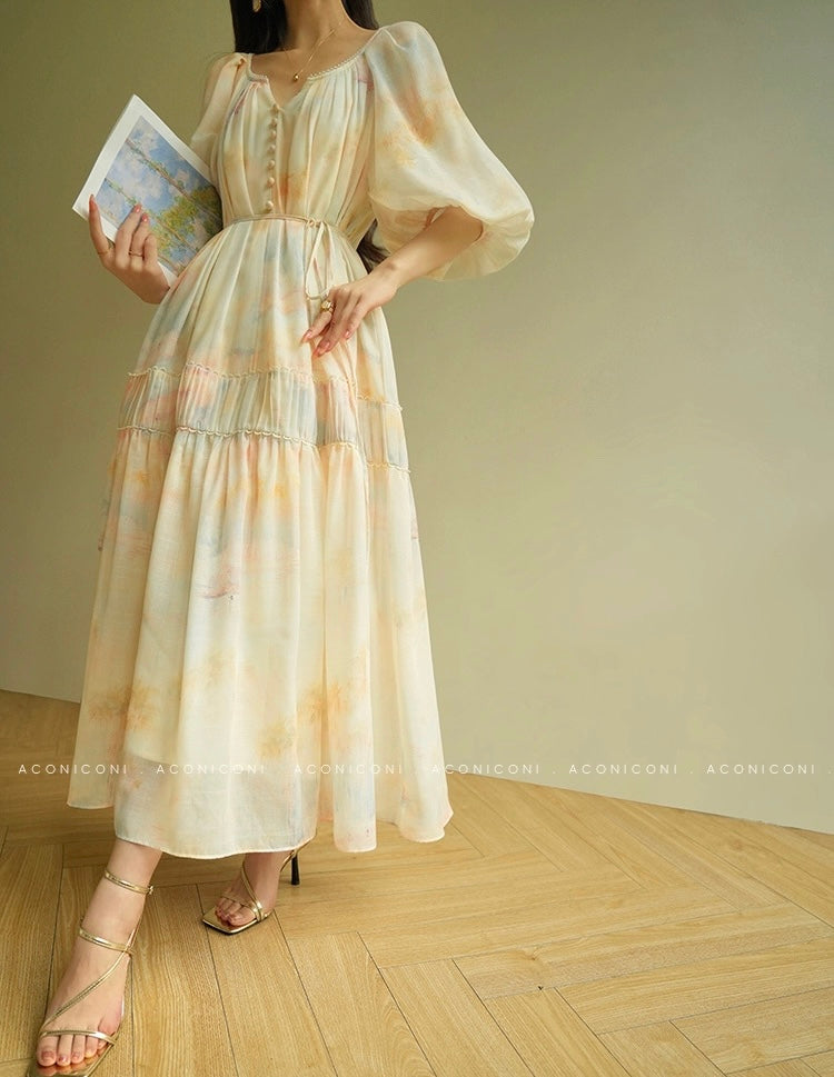 Aconiconi | Honeydew Glow Flowy Dress
