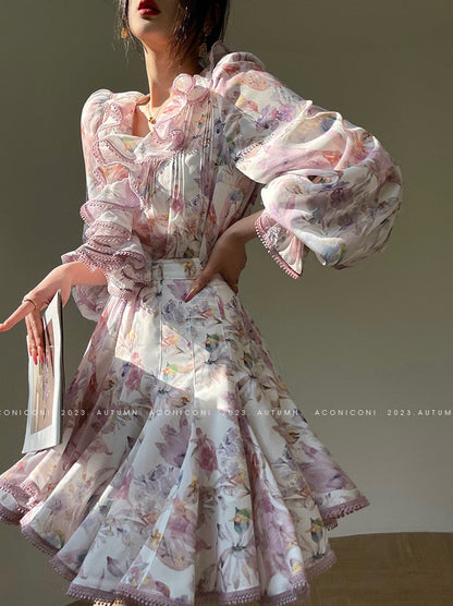 Aconiconi｜Crape Myrtle Floral Feminine Suit