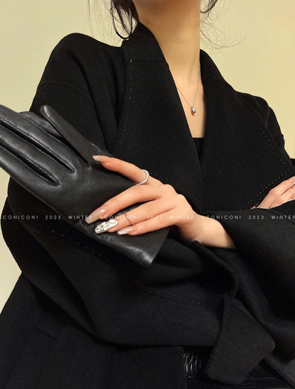 Aconiconi｜Dark Night & Sea Waves Double-Sided Wool Coat