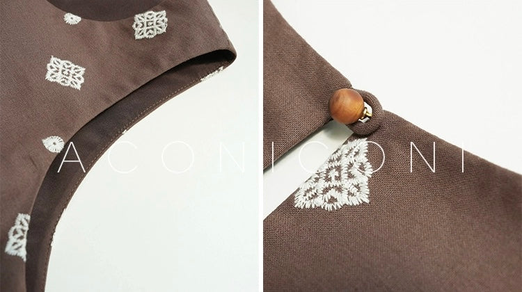 Aconiconi | Mocha Retro Embroidery Skirt Set