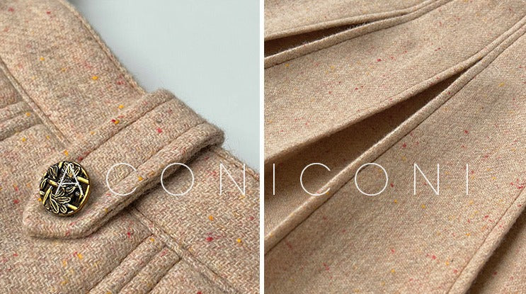 Aconiconi | Maillard Girl's French Temperament Blazer Pleated Skirt Suit