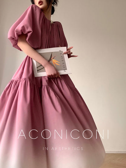 Aconiconi｜Grape Cotton Cloud Ombre Dress