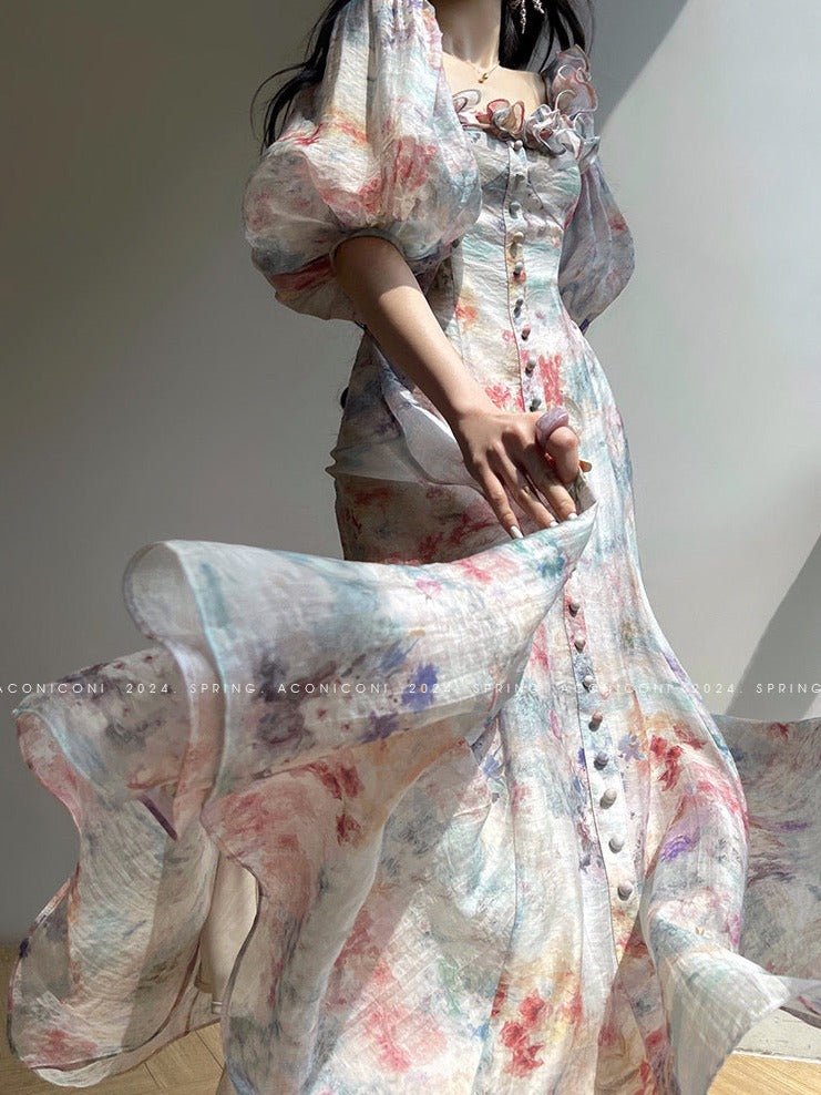 Aconiconi｜Calantha Puff Short-Sleeve Dress