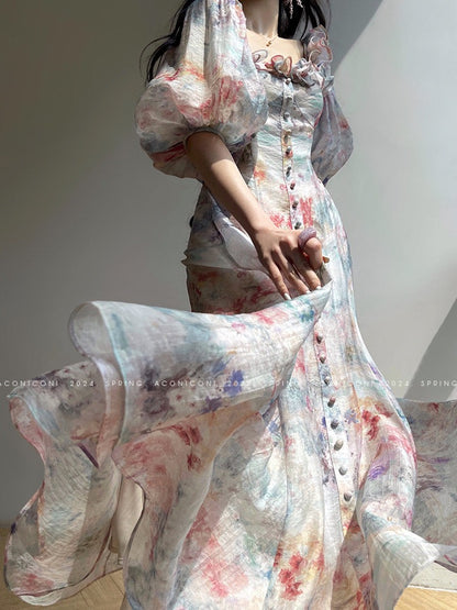 Aconiconi｜Calantha Puff Short-Sleeve Dress