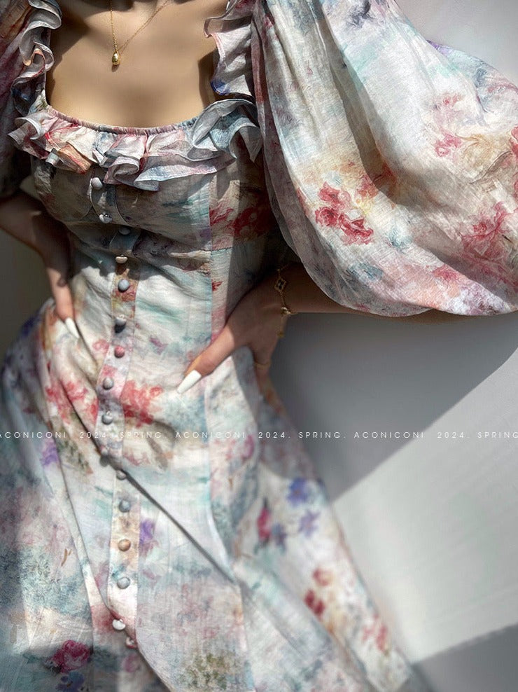 Aconiconi｜Calantha Puff Short-Sleeve Dress