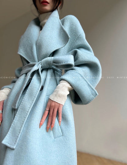 Aconiconi｜Dark Night & Sea Waves Double-Sided Wool Coat