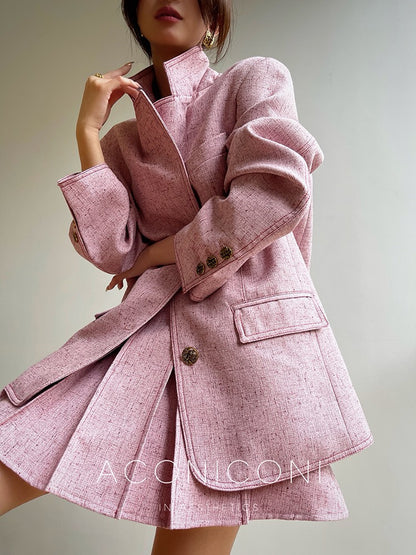 Aconiconi | Pink and Denim Skirt Suit