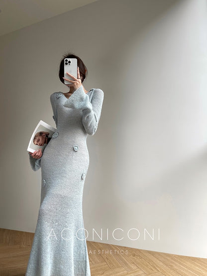 Aconiconi｜Alocasia Knitted Long Dress