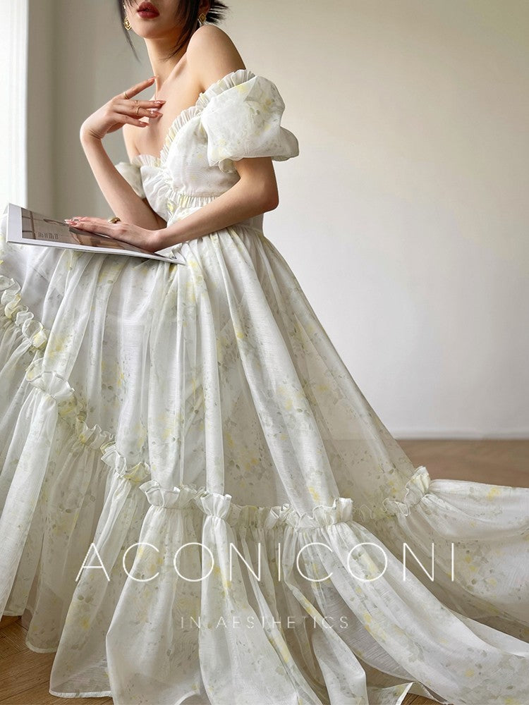 Aconiconi｜Tea Break Fairy Off Shoulder Dress