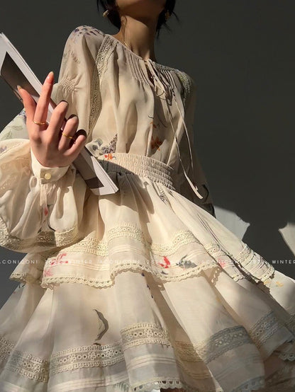 Aconiconi｜Moon Shadow Camellia Skirt Suit