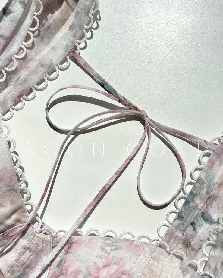 Aconiconi｜Spring Flower Long Feminine Dress