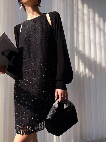 Aconiconi｜Light diamond shimmer wool dress